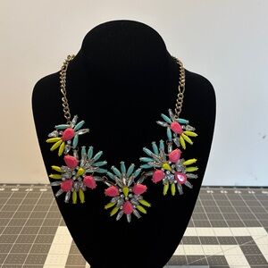BaubleBar Pink, Yellow, and Blue Floral Necklace